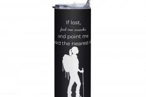 "If Lost Feed Me Snacks" Hiking Adventure Stainless Steel Tumbler with Straw - 20oz Insulated Travel Mug for Outdoor Enthusiasts